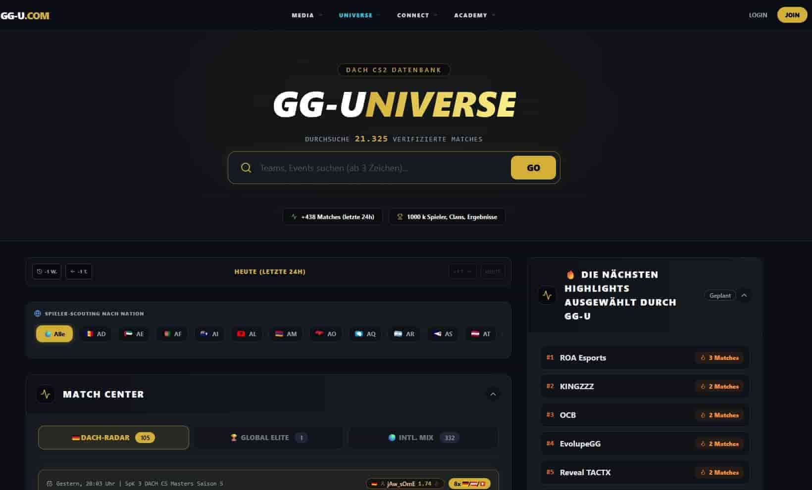 Das GG-U Universe ! Ein Facelift: Unser Matches Rubrik erstrahlt in neuem Glanz!